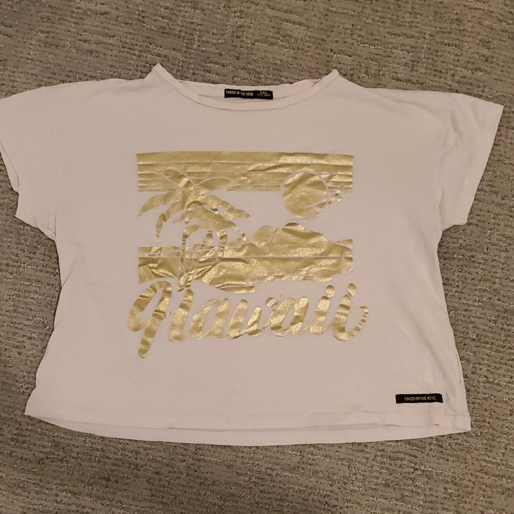 White Tee with Gold Graphic